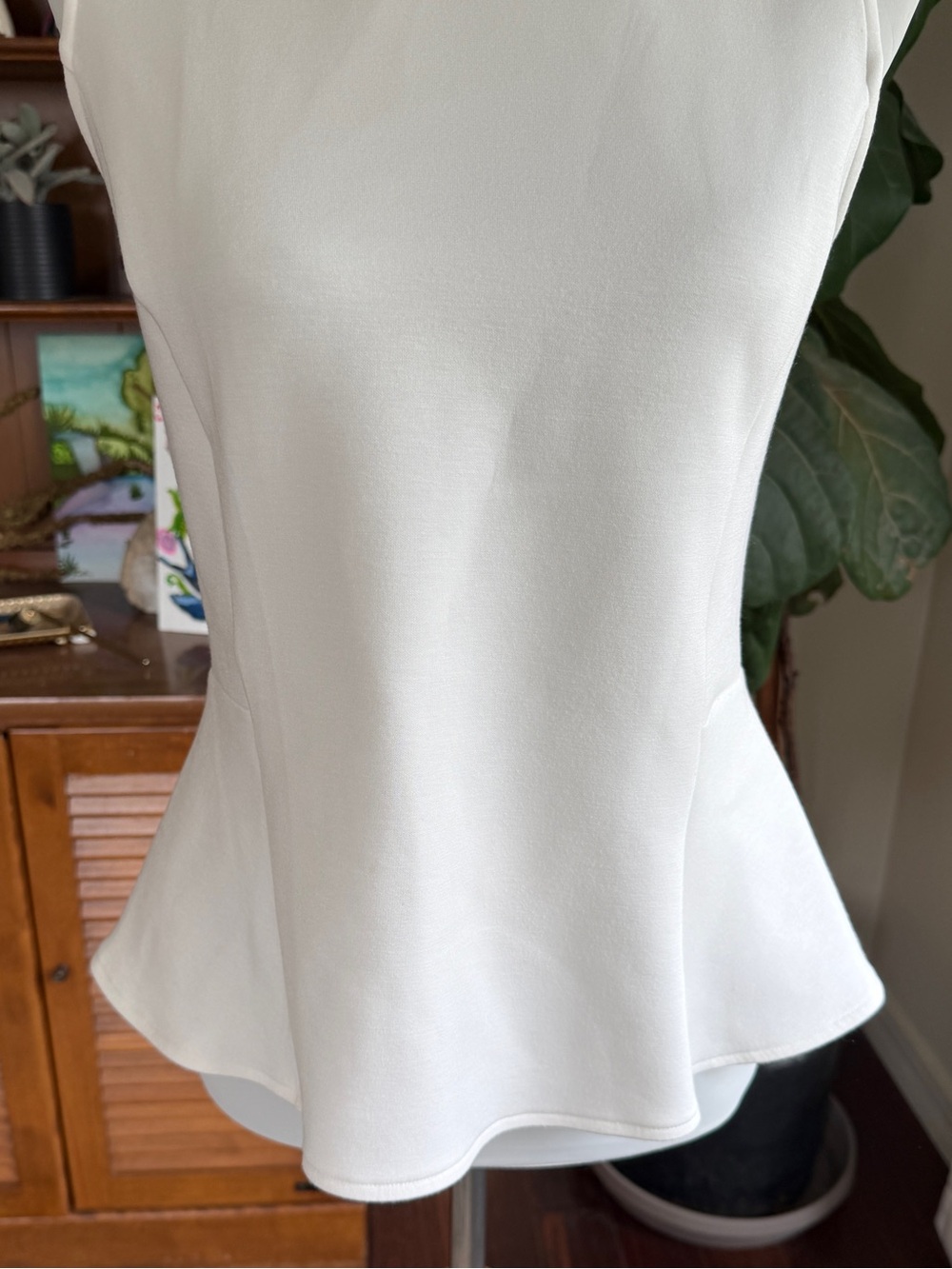 Spanx White Modal Stretchy Peplum Tank Top Shirt Blouse S - Picture 4 of 11